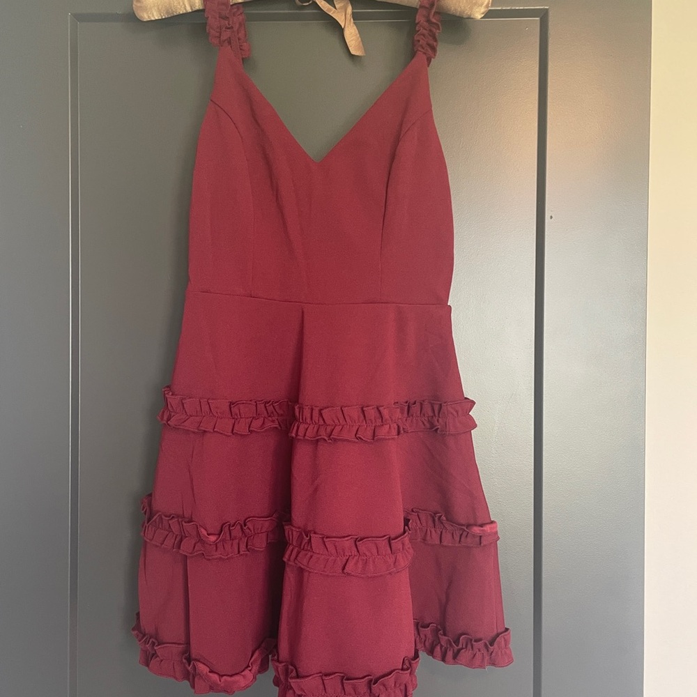 Altar'd State Burgundy Ruffle Dress